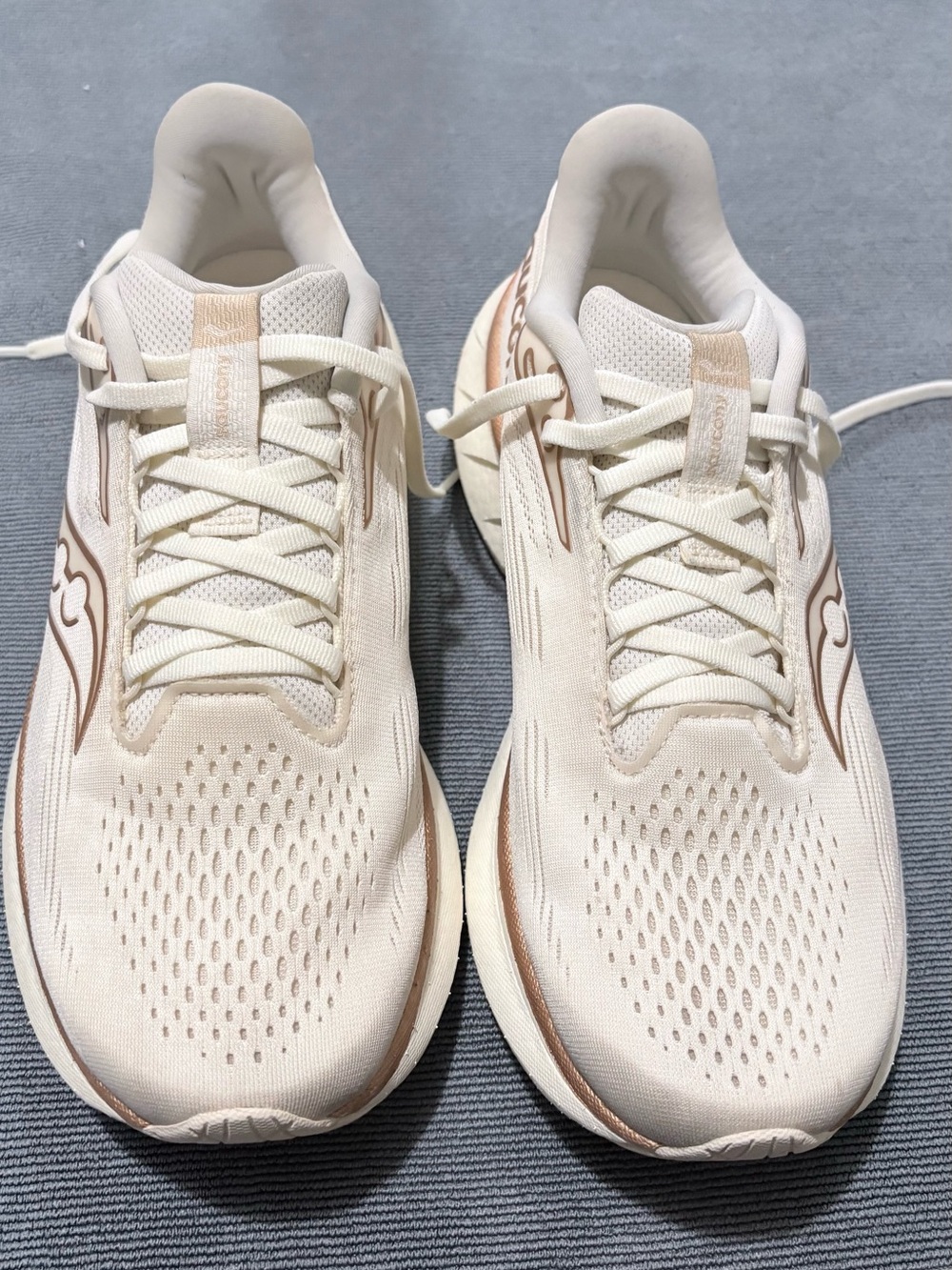 Saucony Cream and Rose Gold Performance Running Shoes